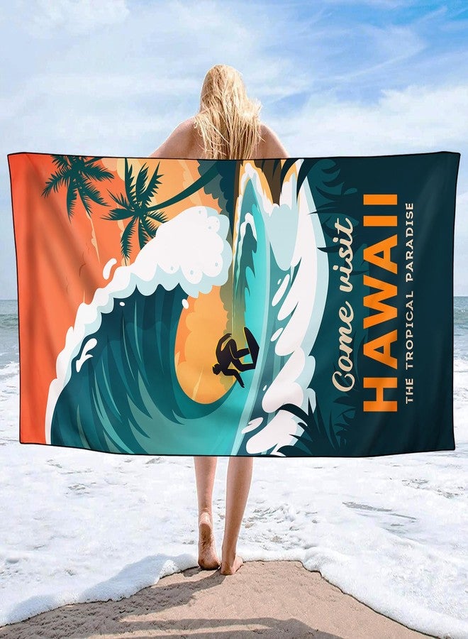 OHTMTHO Tropical Hawaii Beach Towel Extra Large 36"x72", Sand Free Quick Dry Microfiber Towels for Swimming Pool Cruise Ship Vacation Travel Camping Picnic - Image 2